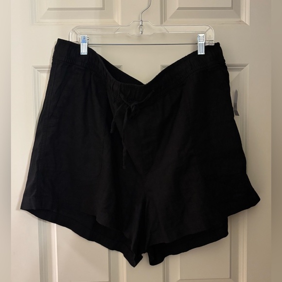 NWT GAP Linen Blend Drawstring Pull On Shorts, Black, XXL - Picture 1 of 7